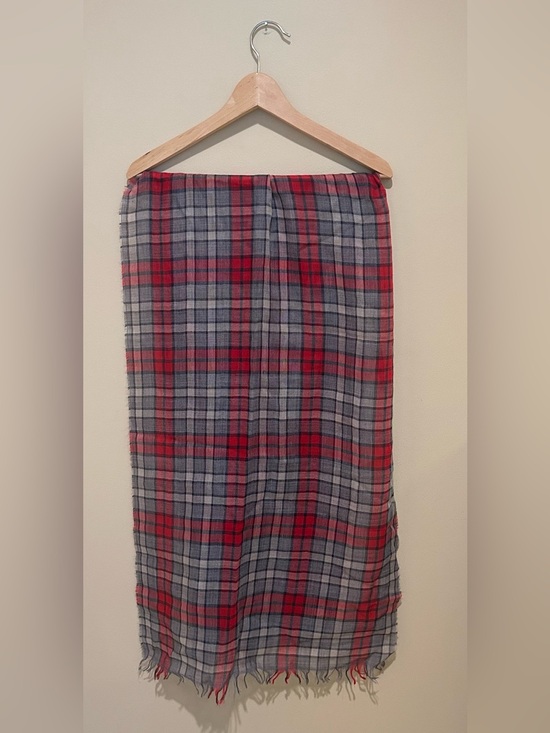 J. Crew Accessories - J. Crew Red and Gray Plaid Virgin Wool Blend Scarf Made in Italy One Size